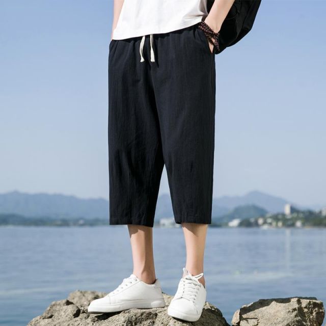 種類53：XL/H：T038 綿　麻Tシャツ ホ メンズ ファッション 服 男性用 オシャレ シンプル 大人 かっこいい 大きいサイズ ストリート 紳士服 クロップド パンツ 夏 薄手 アウター ストレート ゆったり カジュアル 綿 ミドル パンツ 