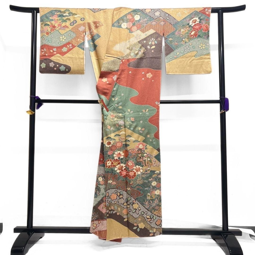 訪問着 金彩 霞取り 牡丹 菊花 梅花 鹿の子 松竹梅 着物 083a p - メルカリ