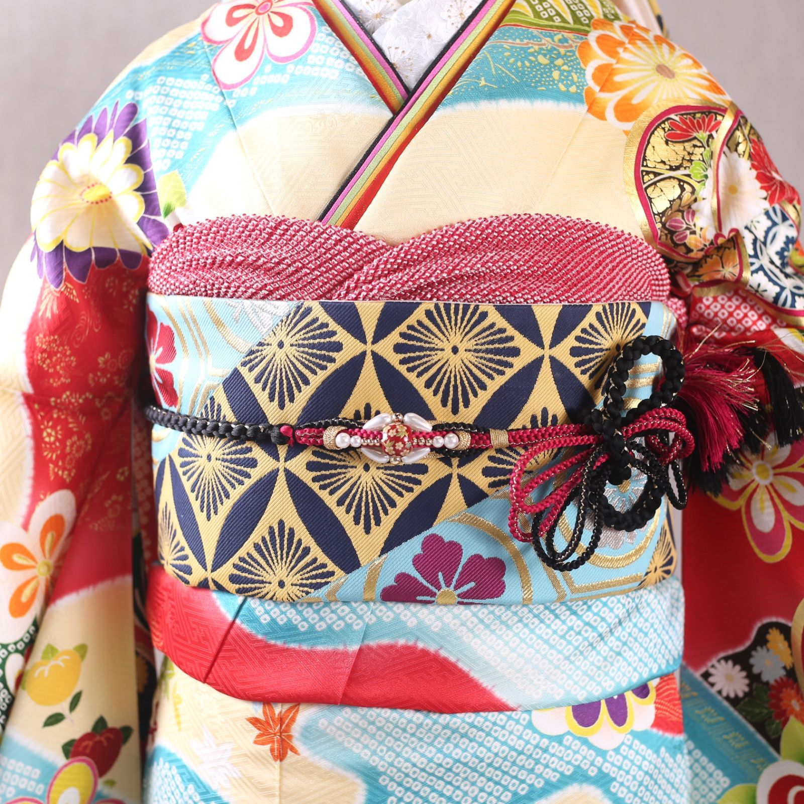 振袖フルセット 振袖セット 振袖 Lサイズ クリーム×レトロポップ 美品 成人式 着物 晴れ着 7点フルセット F-237 振袖フルセット 振袖セット 振袖 Lサイズ クリーム×レトロポップ 美品