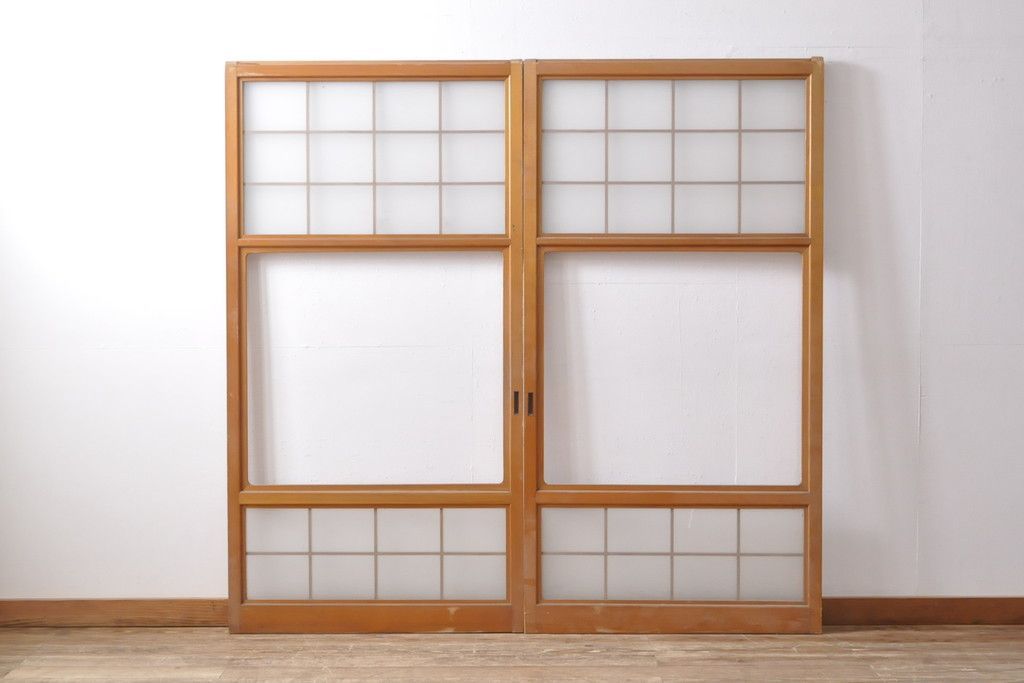 ▽現状販売▽ ガラス戸2枚セット ヴィンテージ建具 昭和レトロ