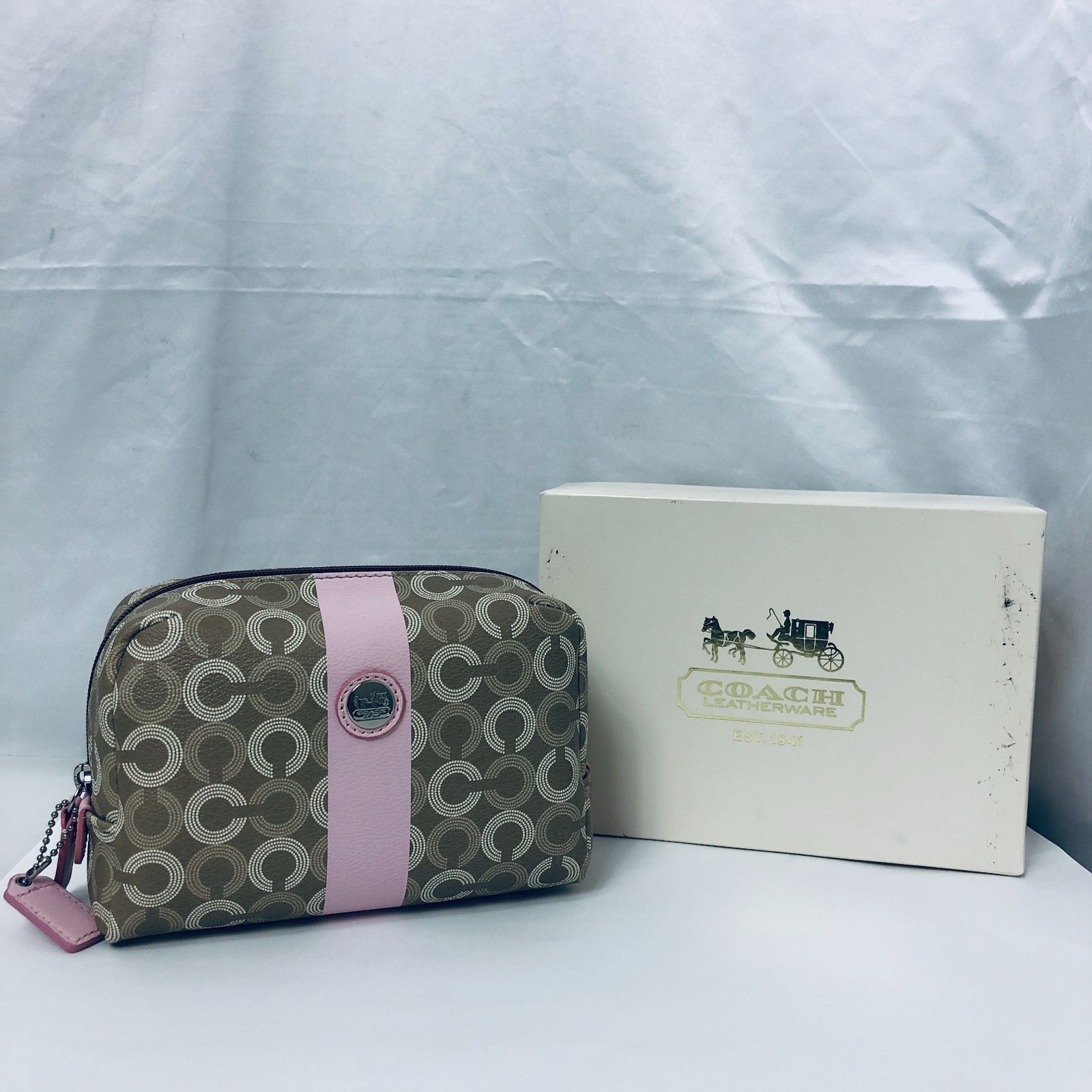 新品】COACH コーチ ポーチ ベージュ/ピンク SG10-8126 - メルカリ