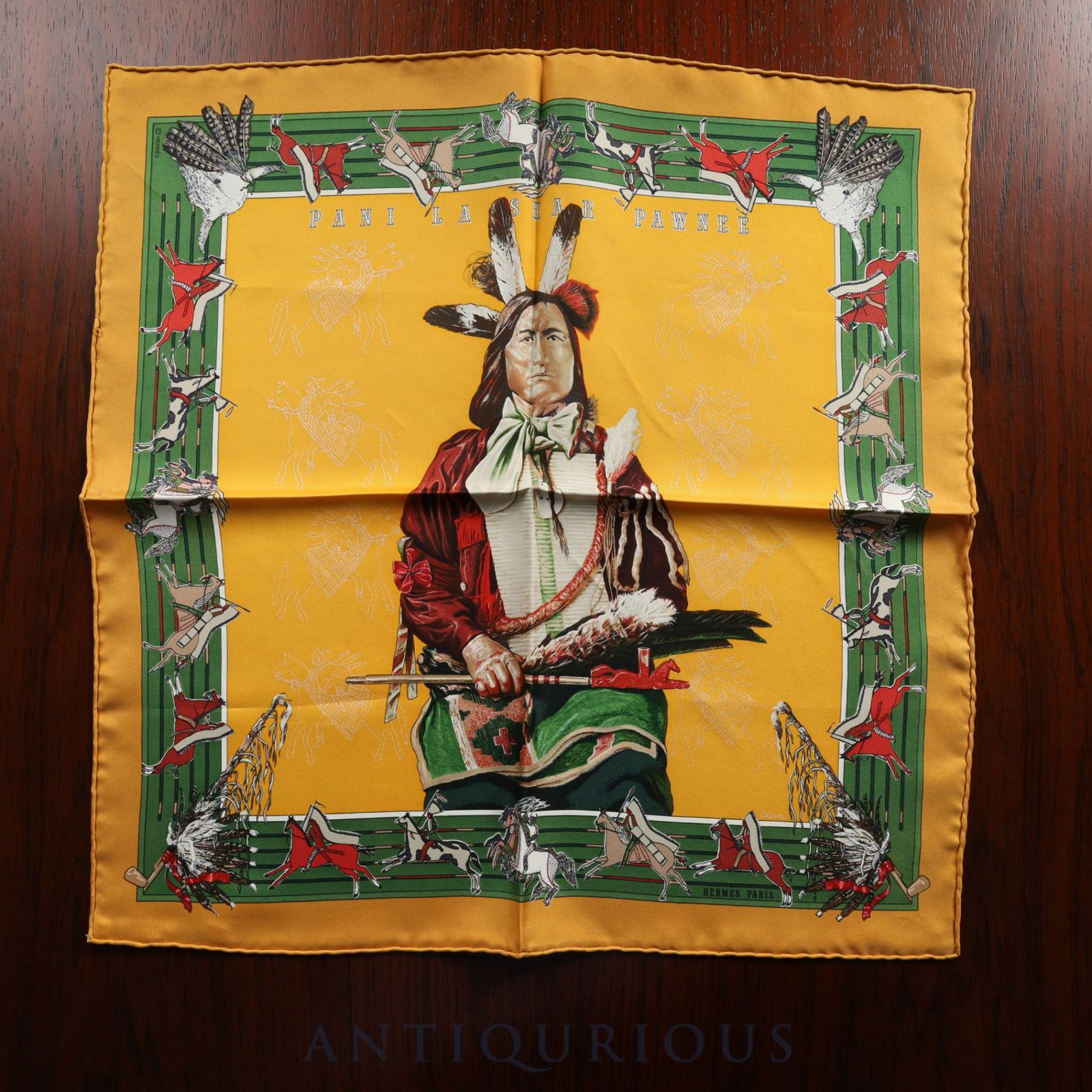  エルメス スカーフ カレ45 パウニー族の首長 SILK ハンカチ 小物