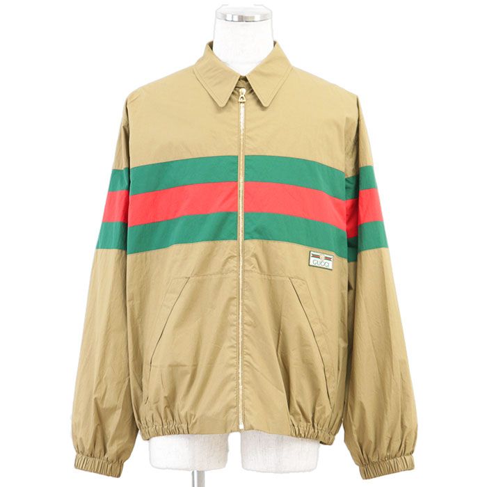 【極美品】GUCCI グッチ ブルゾン 2023AW シェリーライン ロゴ アップリケ シグネチャー 高密度ウェザークロス コットン100％ リラックスフィット トラックジャケット ドリズラー タグ付属 メン