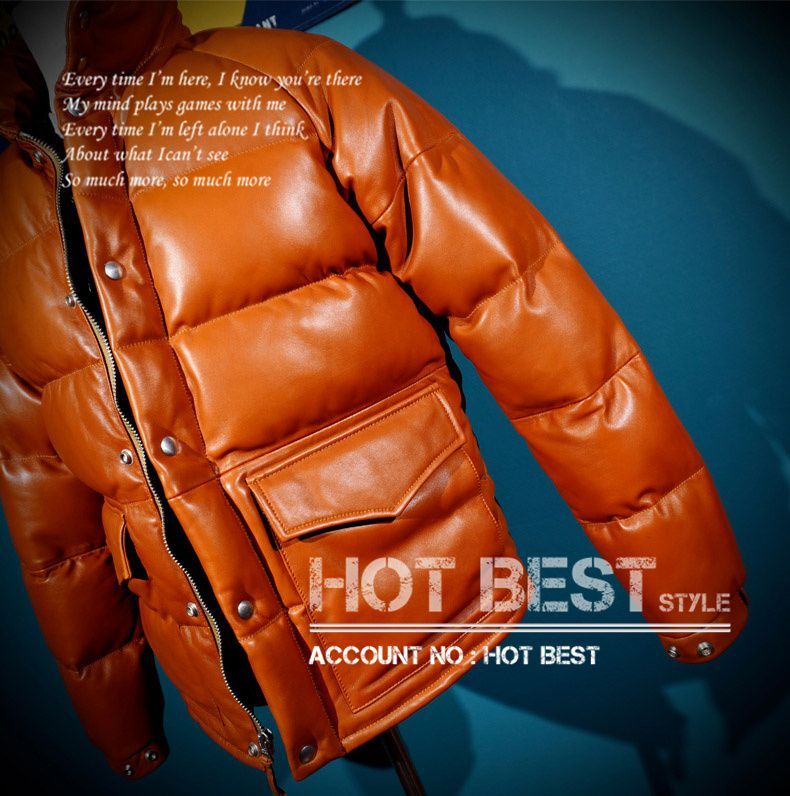 最高峰メンズ 本革 シープスキン 冬の定番 HERO オレンジ イタリアンレザー ダウンジャケット 羊革 最高峰メンズ 本革 シープスキン 冬の定番 HERO オレンジ イタリアン