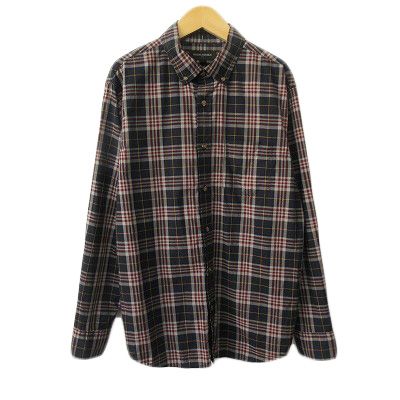 バナナリパブリック BANANA REPUBLIC シャツ ボタンダウン チェック 長袖 M 紺 ネイビー