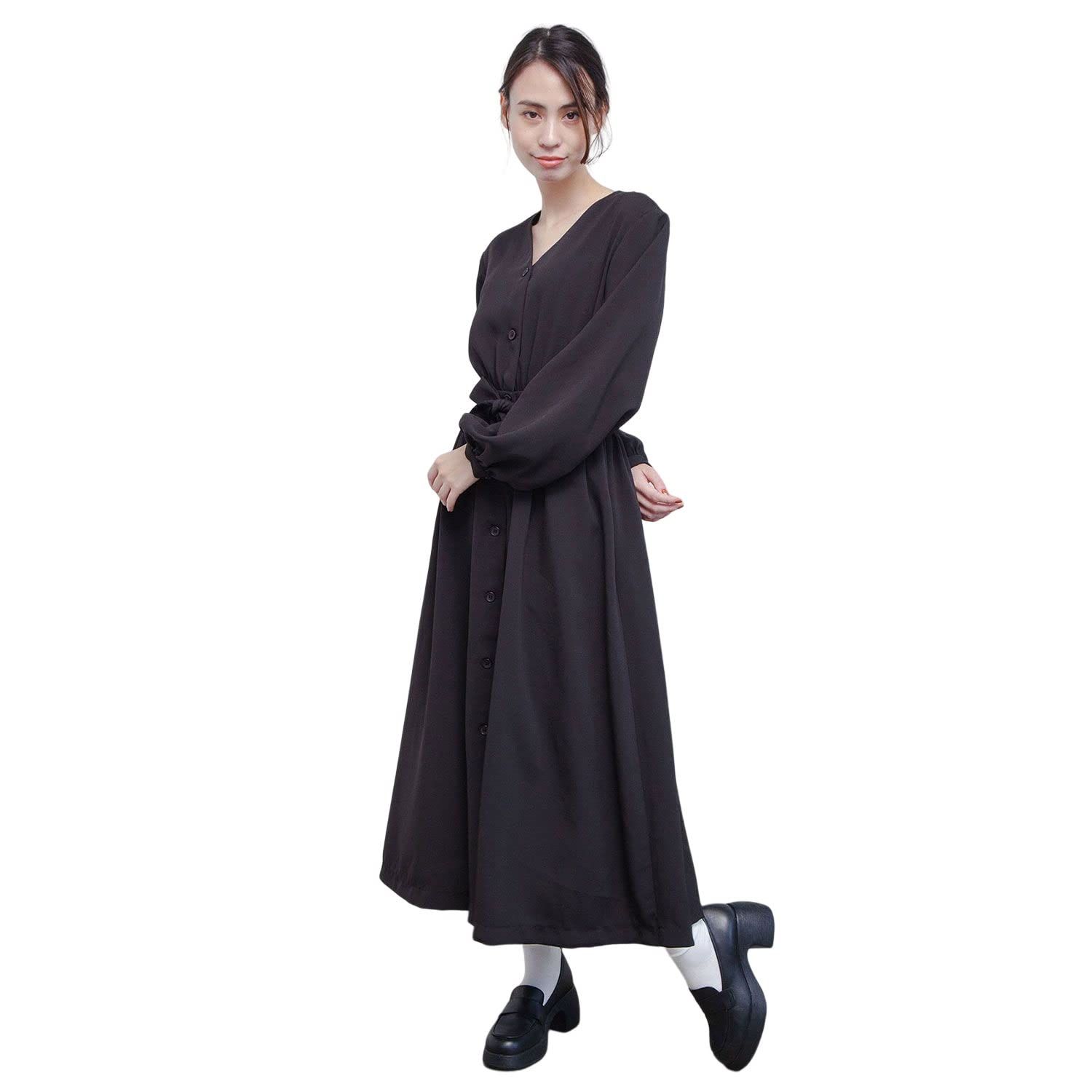 ノラリリー カジュアルドレス No Collar Front Opening OP BLACK F 221550005 19 F2215500051904 レディース F