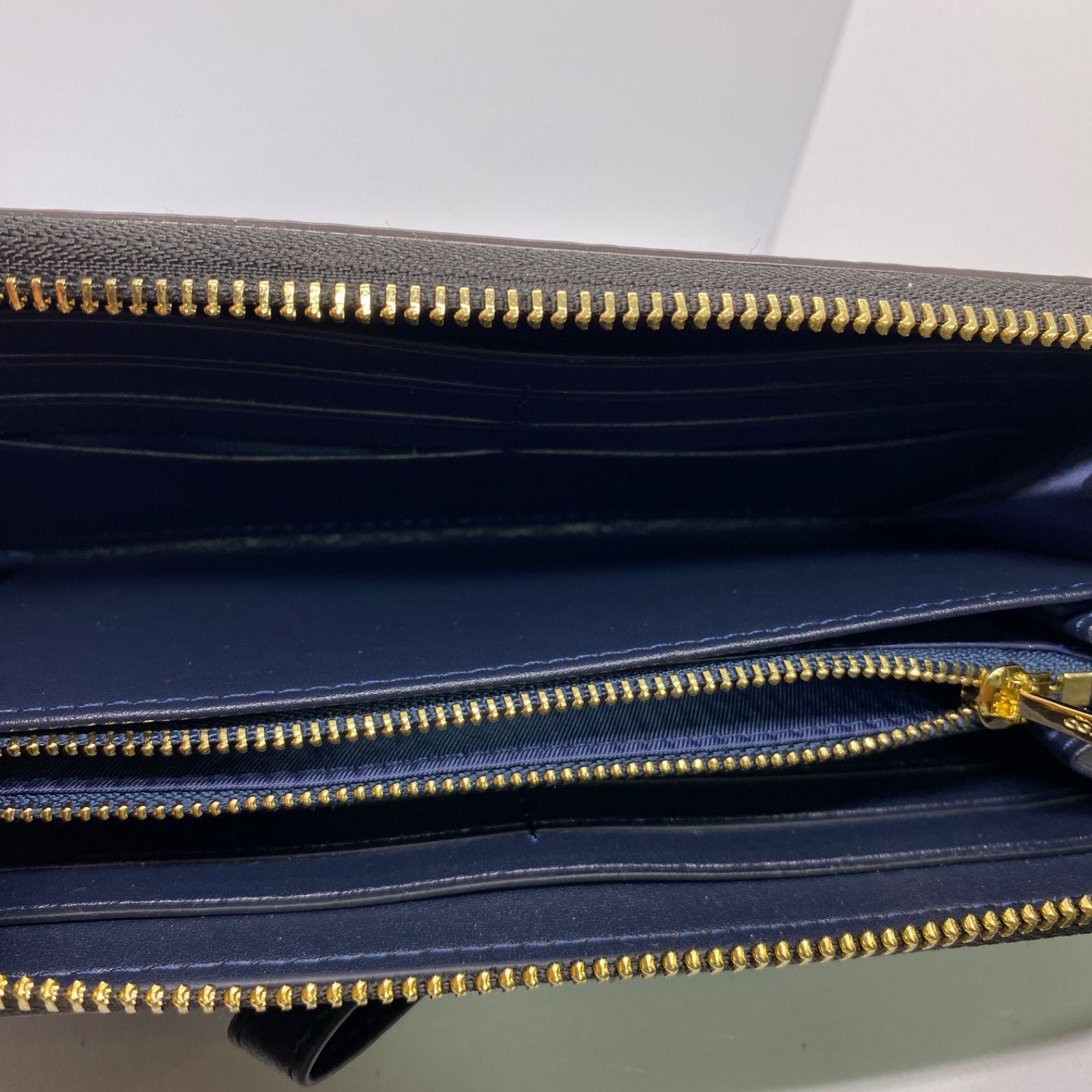 極美品 Coach 長財布 ブルー デニム 総柄 レディース メンズ