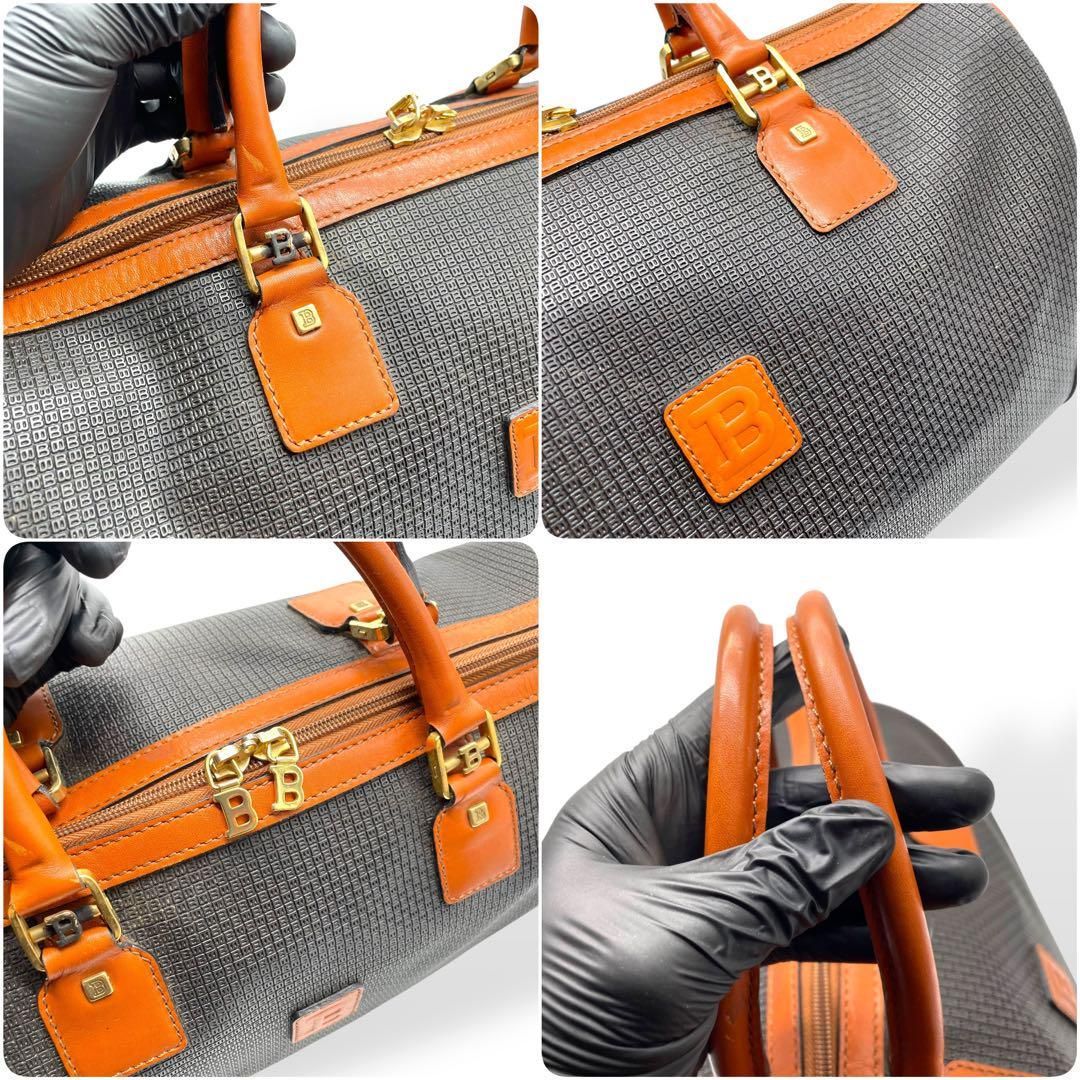 美品 BALLY バリー エンボスPVC×本革 レザー ボストンバッグ