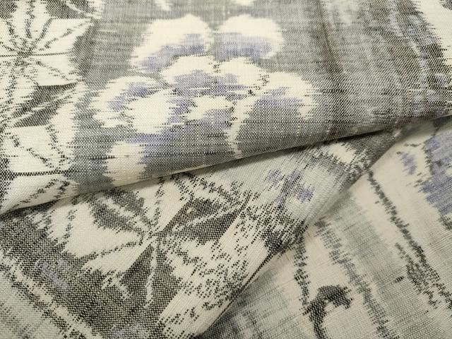 平和屋着物●上質な紬　短冊重ね麻の葉花唐草文　正絹　逸品　CAAX4767ut 平和屋着物○上質な紬 短冊重ね麻の葉花唐草文 正絹 逸品 CAAX4767ut