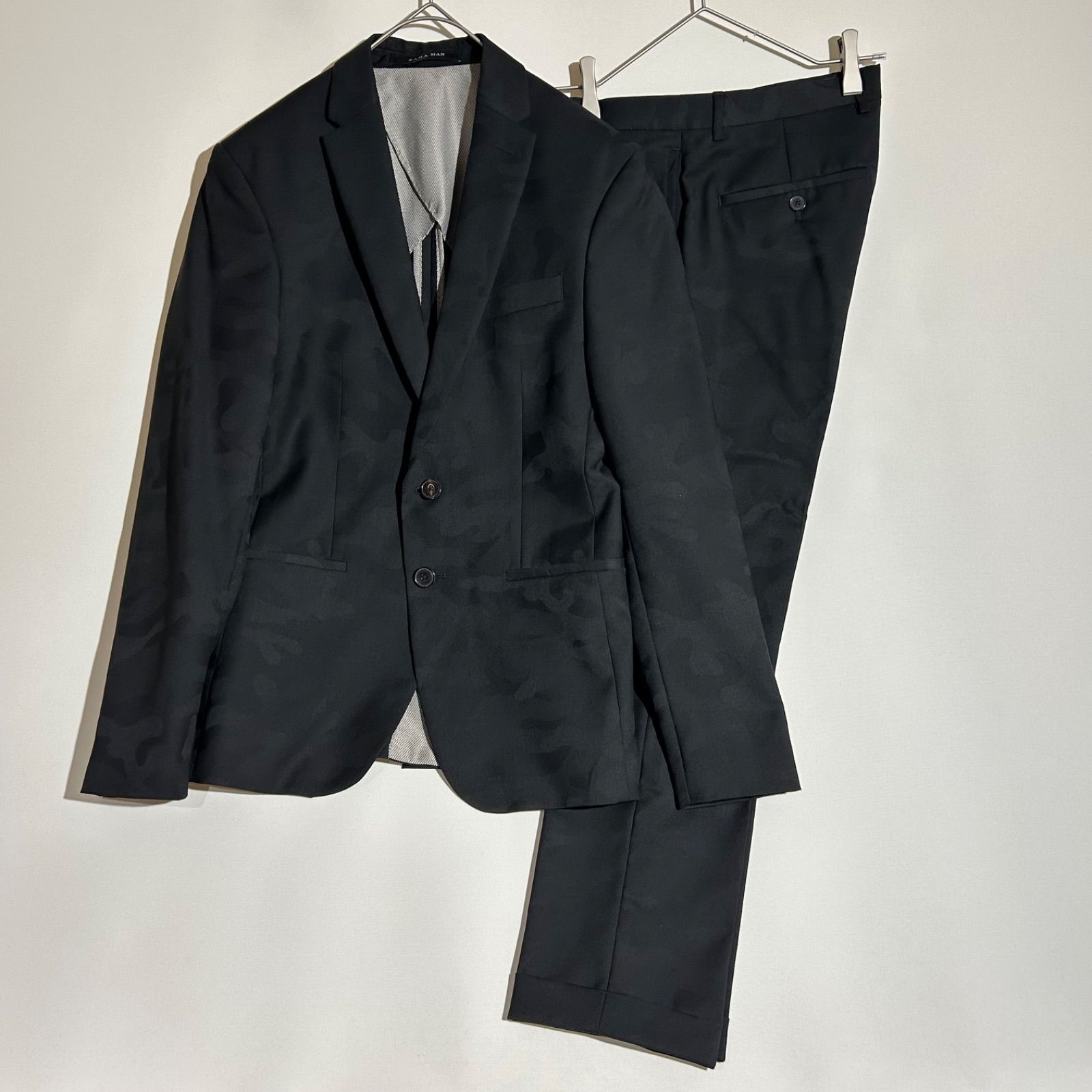 ZARA MAN ザラ カモフラ セットアップ スーツ ブラック 34 29