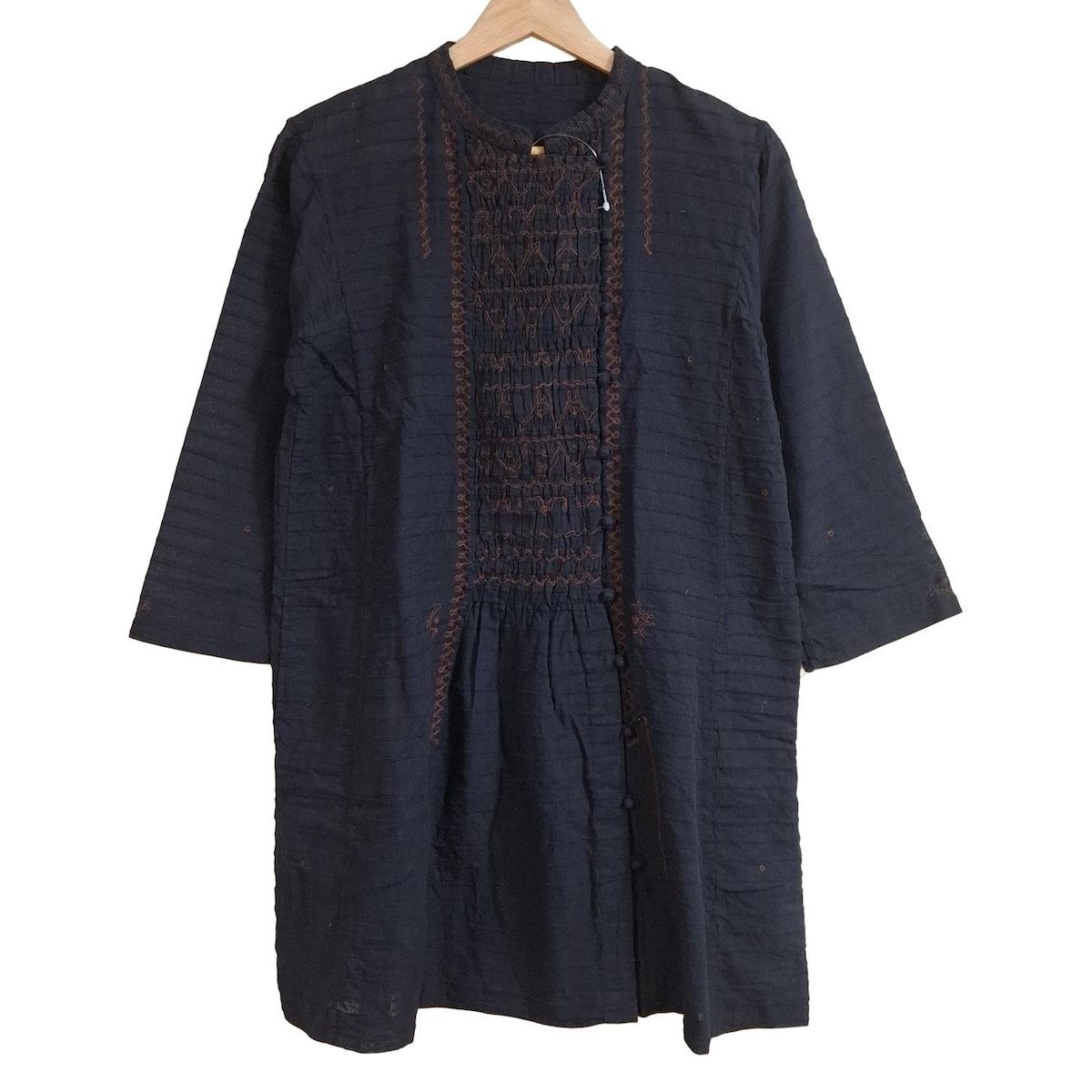 HaaT HeaRT ハート チュニック サイズ2 M レディース - ダークグレー×ブラウン 七分袖|刺繍