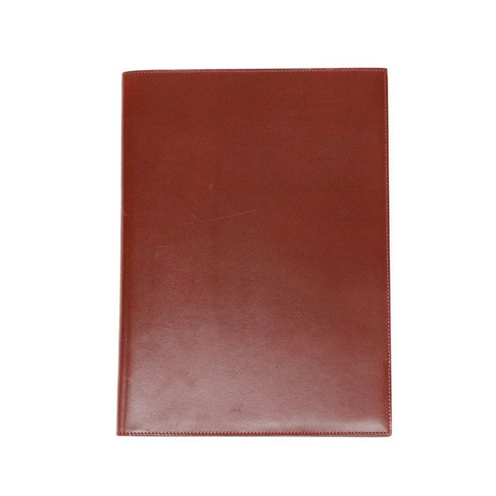 【ABランク】 エルメス HERMES ノートカバー ボックスカーフ (レザー) アジェンダ メモバッド ノート用紙 A4 レディース メンズ ルージュアッシュ (レッド) 中古 mbh01005