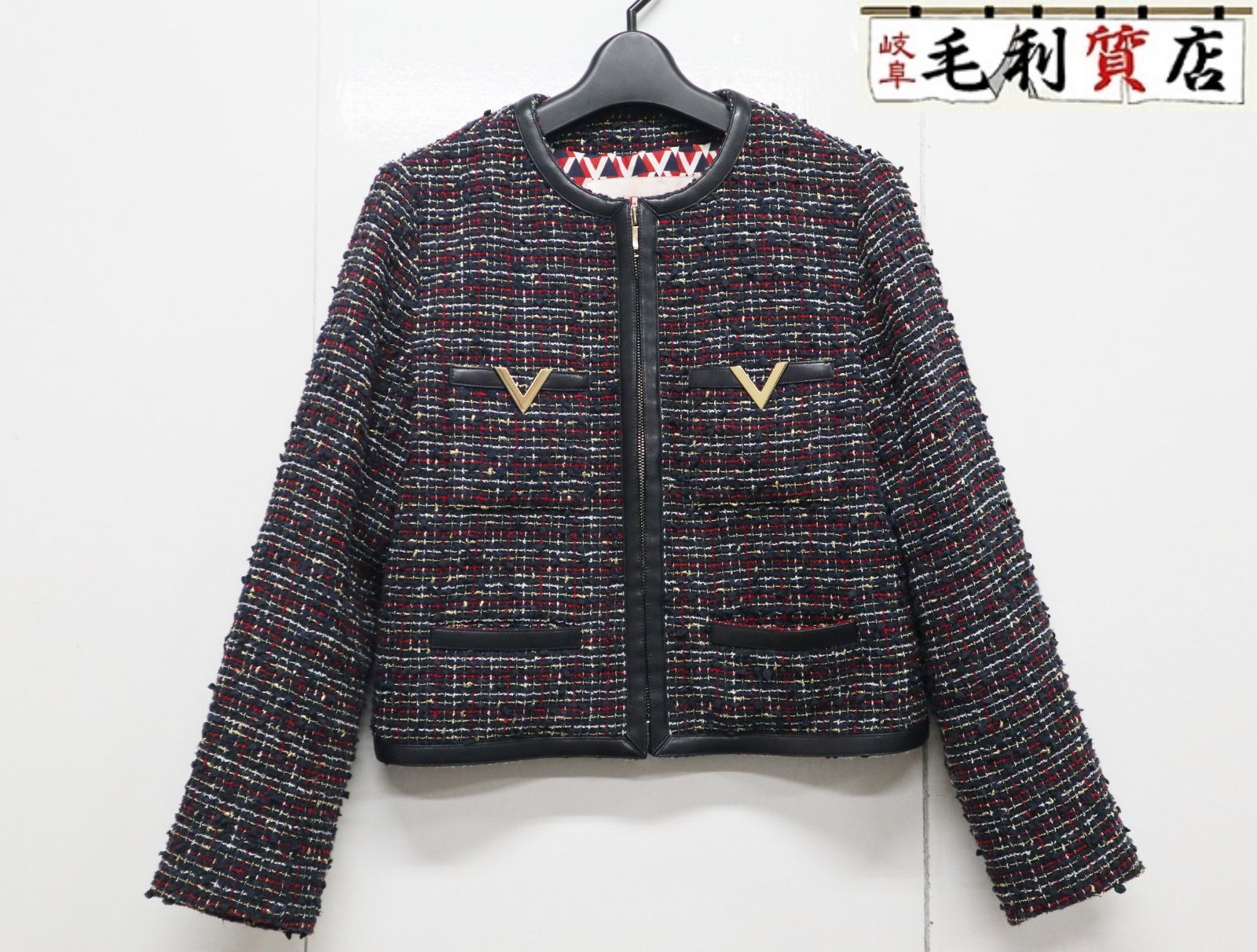 ヴァレンティノ Valentino Vロゴ プレート ロングスリーブ ツイード