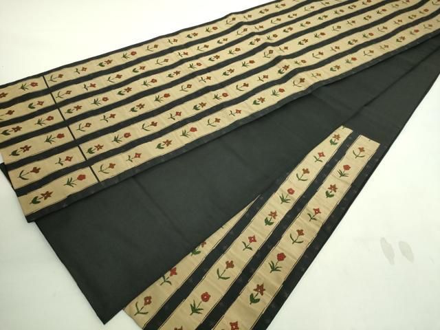 六通柄袋帯 草花間道