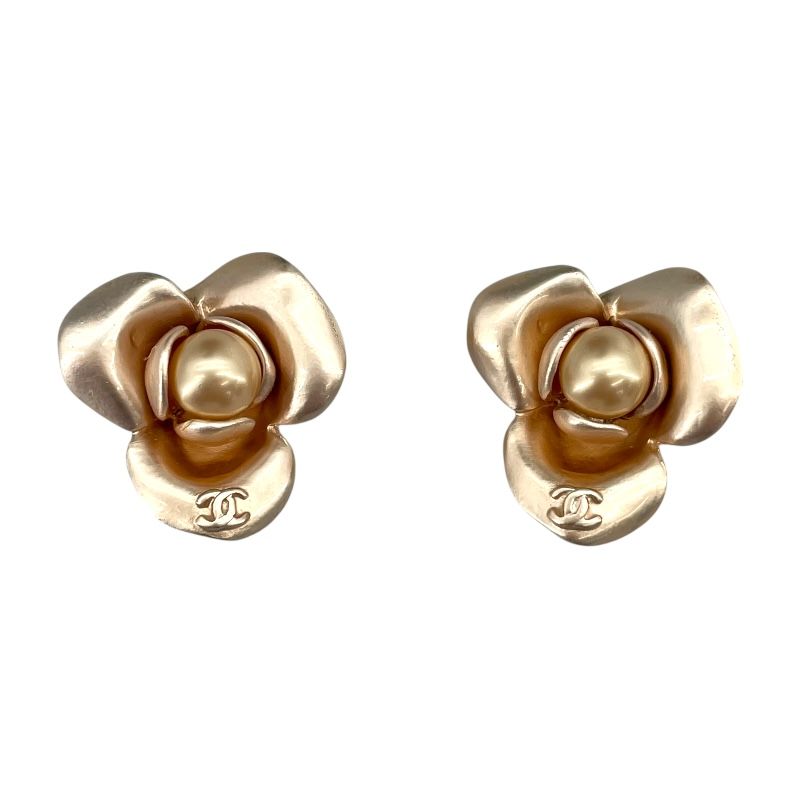 シャネル CHANEL ココマーク カメリア イヤリング ピンク メタル|フェイクパール アクセサリー