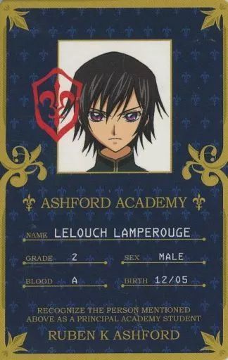 中古】キャラカード [単品] ルルーシュ・ランペルージ アッシュ