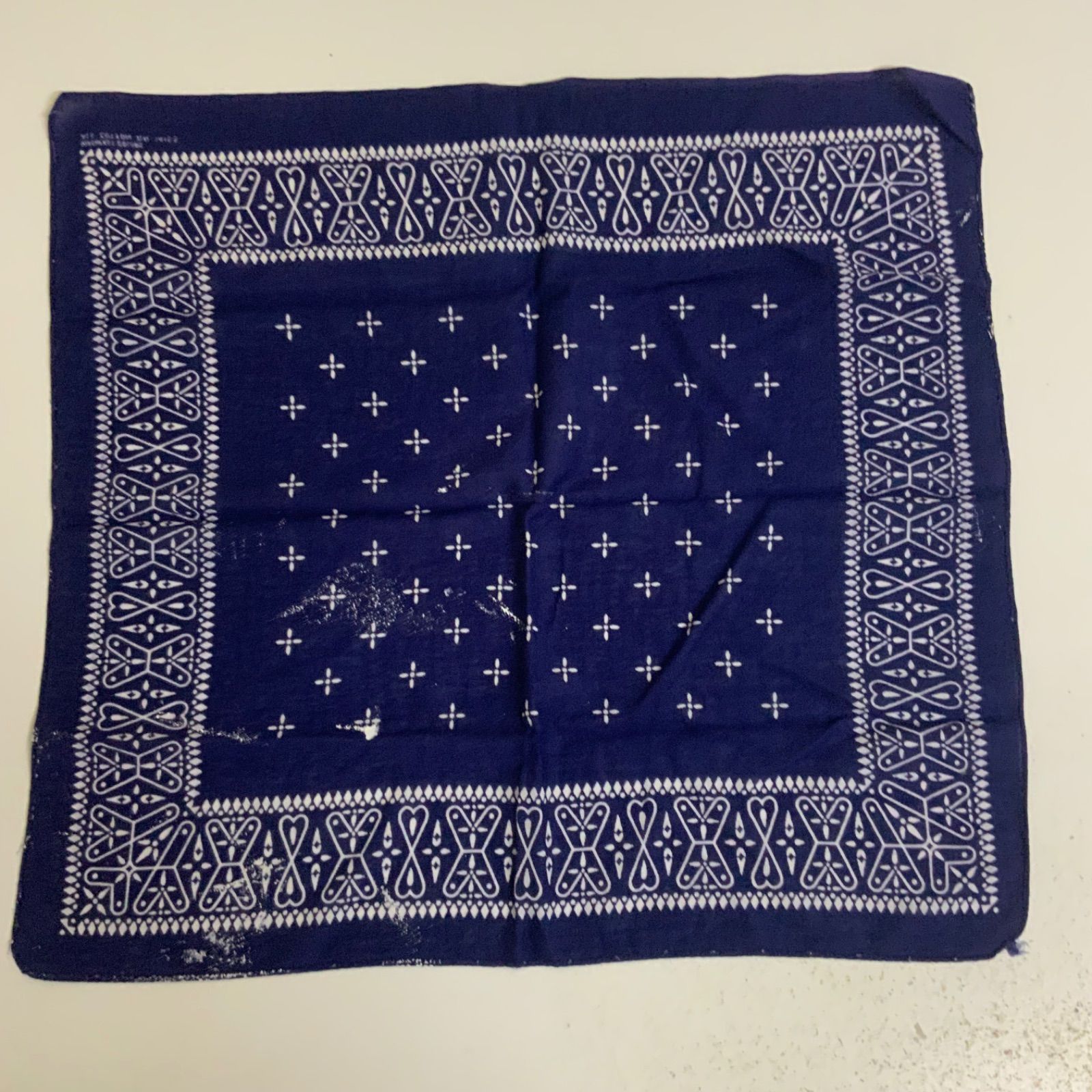 希少 60s 70s クロス柄 vintage バンダナ ビンテージ USA製 ビンテージ/バンダナ/60s/70s/USA/WASHFAST COLORS/ネイビー