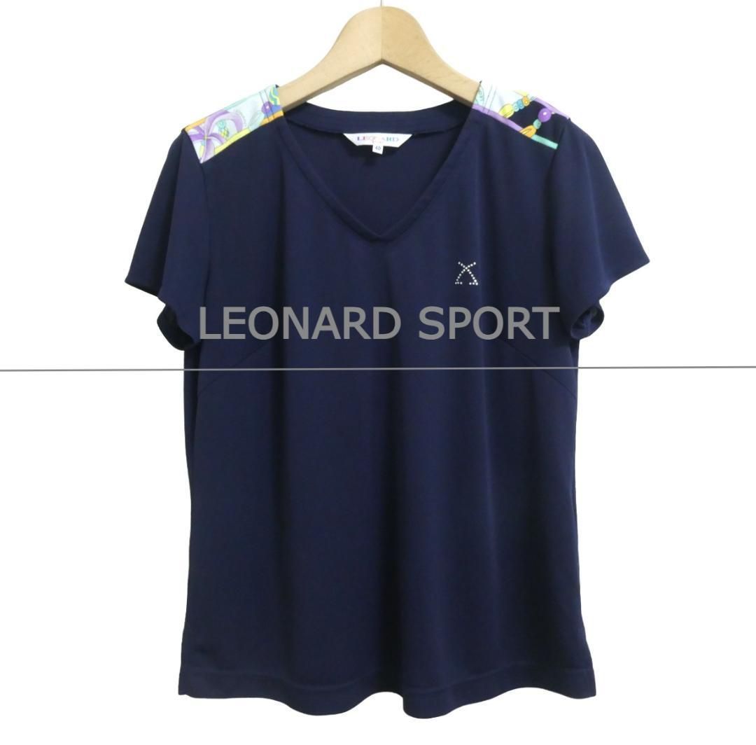 LEONARD SPORT レオナール サイズ40 花柄 紺色 LEONARD SPORT レオナール サイズ40 花柄 紺色