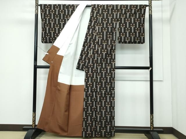 平和屋本店■極上　国指定重要無形文化財　本場久米島紬　手織　西武百貨店扱い　反端付き　逸品　CZAA3518s5 平和屋本店□極上 国指定重要無形文化財 本場久米島紬 手織 西武百貨店