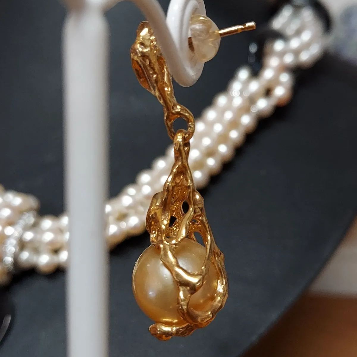 南洋真珠 ダイヤモンド k18ピアス 鑑別書付き K18 ゴールド 白蝶南洋