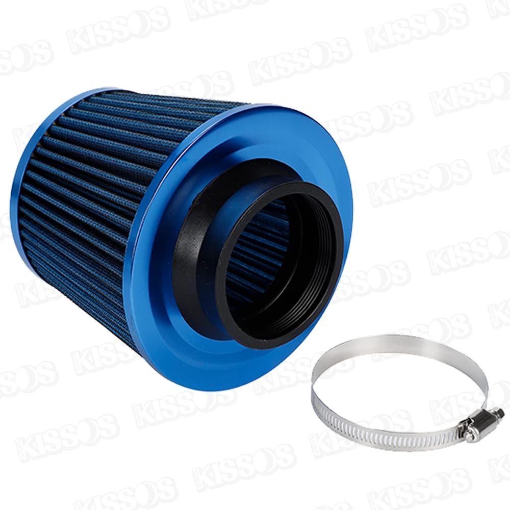 インテークパイプ エアクリーナー エアインテークパイプ アルミ製 キノコ 76mm 自動車用 吸気管 汎用品 社外品 (ブルー) [ブルー]