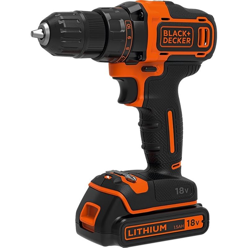 ブラックアンドデッカー BLACK DECKER コードレス ドリルドライバー DIY 電動工具 穴あけ 締付工具 高いトルク 18V 1.5Ah BDCDD186K 1