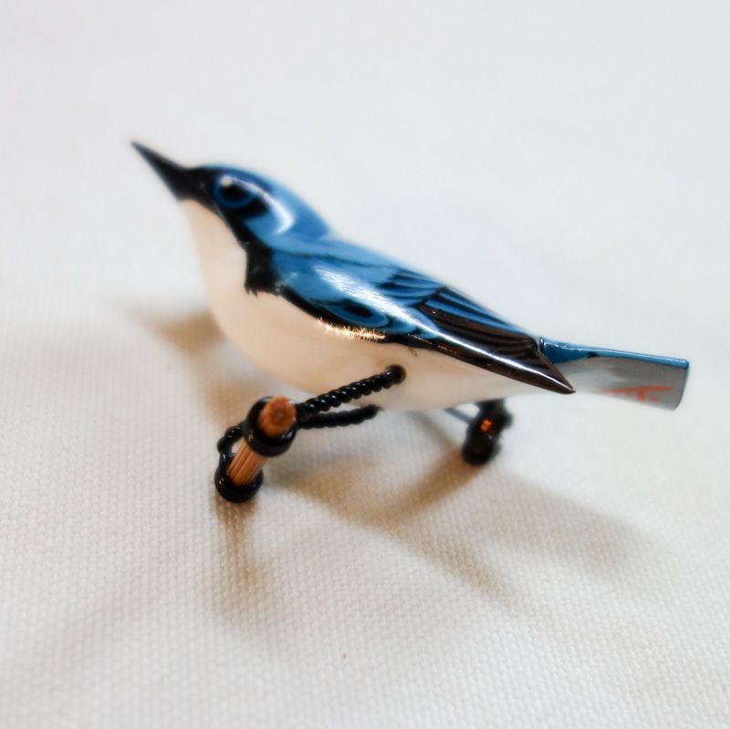 ルリビタキ バードカービング 木彫りの野鳥 野鳥彫刻 リアル キビタキ