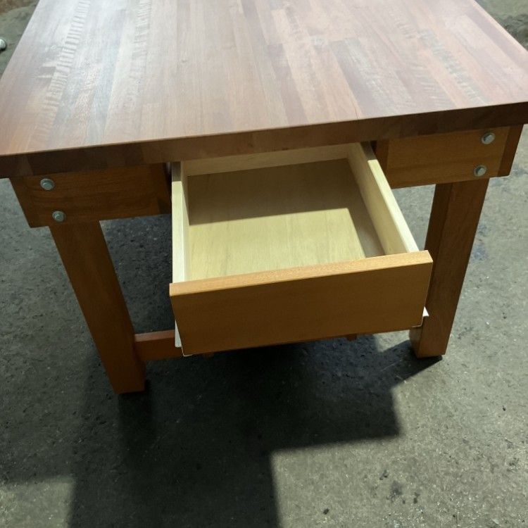 展示品※小傷アリ】作業台 ワークテーブル 木製 収納付 天然木 1500