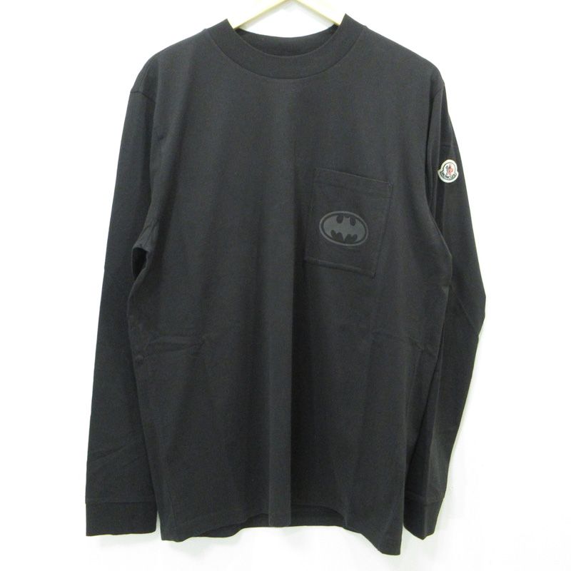 三重本店 MONCLER | モンクレール × BATMAN バットマン LS T-SHIRT ロゴプリント胸ポケット長袖Ｔシャツ J20918D00012 ブラック サイズ L 108