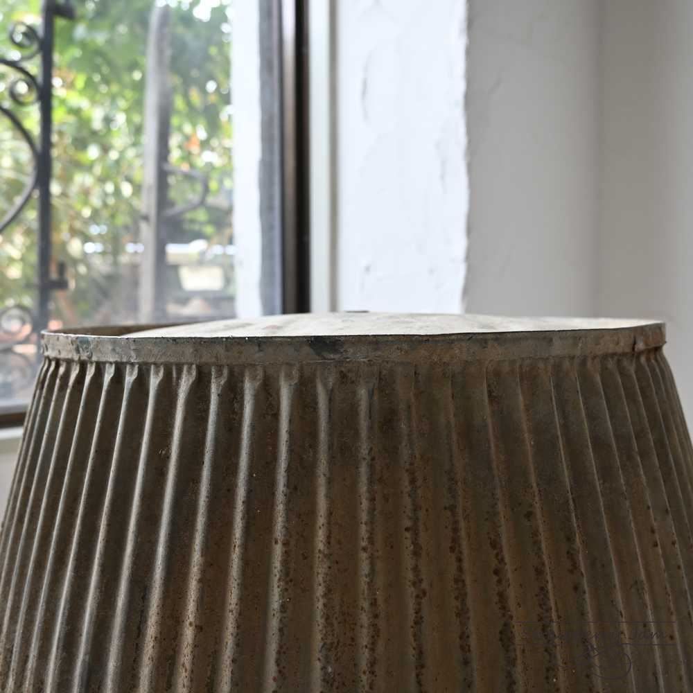 L3501-71-4 英国アンティーク ブリキ ドラム 鉢 ガーデニング ゴミ箱