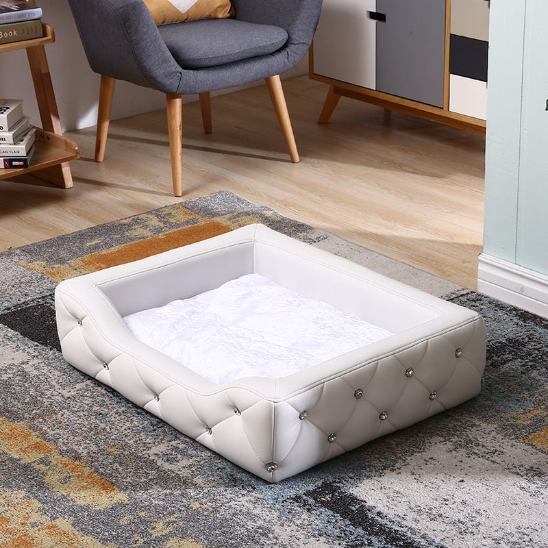 Lサイズ ペットベッド キラキラ 高品質 PU革使用 インテリア装飾 犬用ベッド 猫用ベッド 猫ハウス クッション 小型犬 中型 通年 クッション 犬猫寝具 ふわふわ 寝床