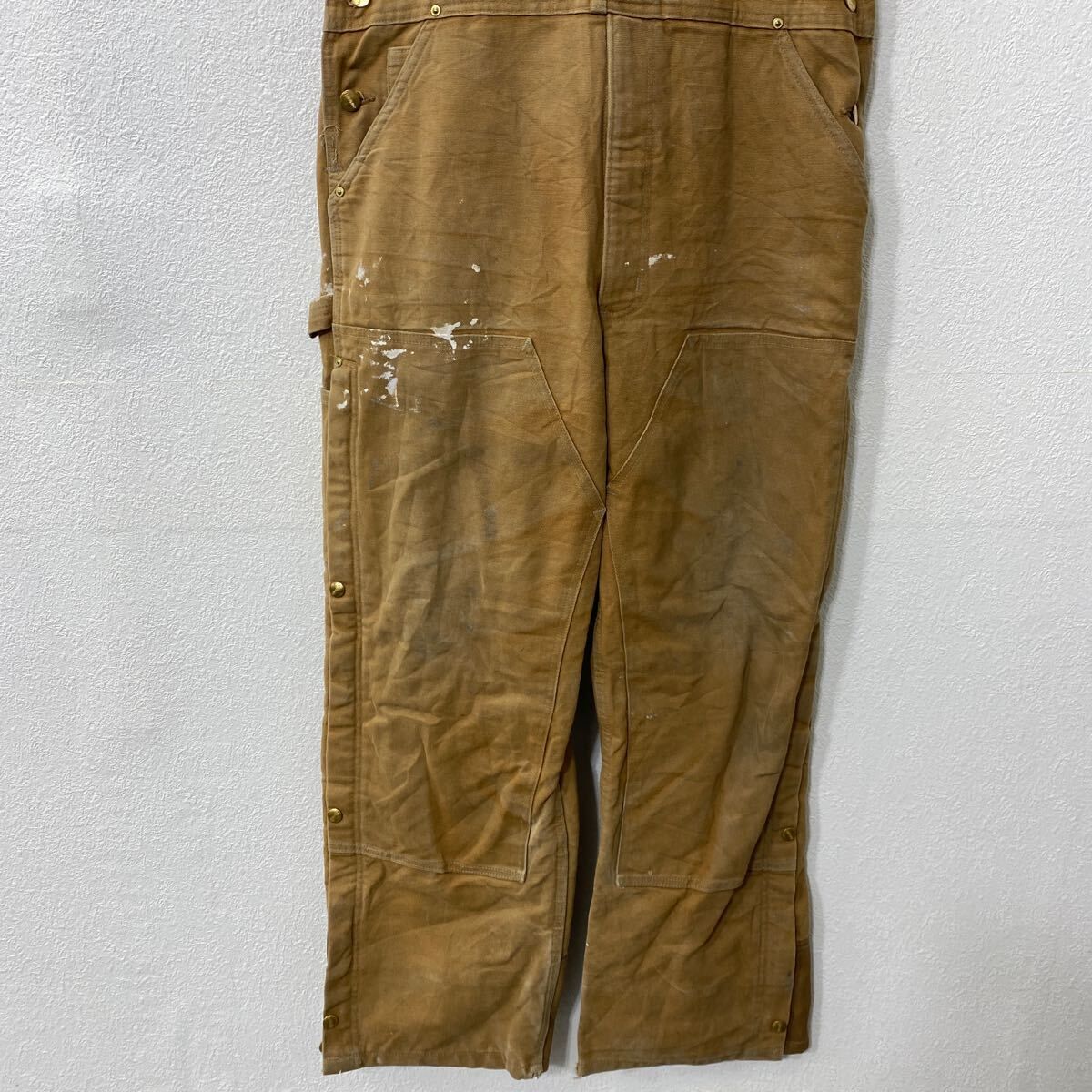 Carhartt 中綿 ダック ダブルニー オーバーオール W38 ブラウン