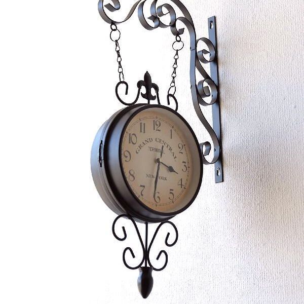 【M2227-63-37】壁掛け時計 両面　おしゃれ　レトロ調　アンティーク調 M2227-63-37】壁掛け時計 両面 おしゃれ レトロ調 アンティーク