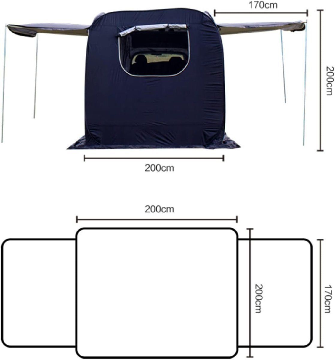 高品質 車中泊 サンシェード キャンプ用品 車用タープ カーテント テント 4シーズン アウトドア 組立簡単 持ち運び便利防水 ソロ 広い - メルカリ
