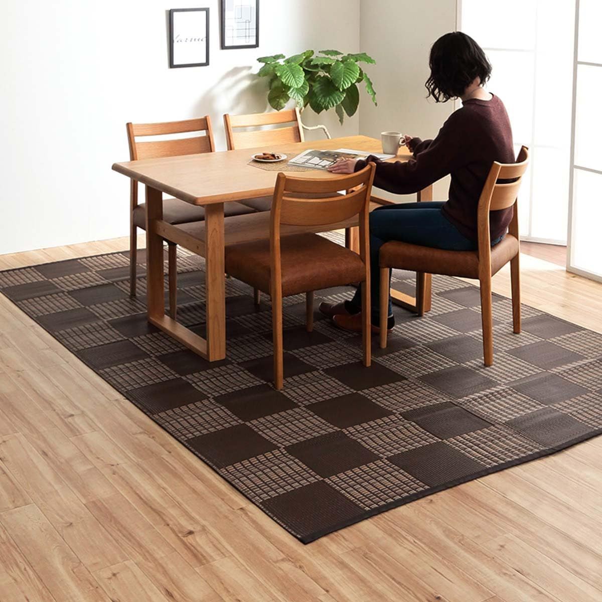 ラグ 洗える PPカーペット 『ウィード』 ネイビー 本間8畳（約382×382cm）ウィード PP イケヒコ 洗える PPカーペット 『ウィード』 ネイビー 本間2畳(約191