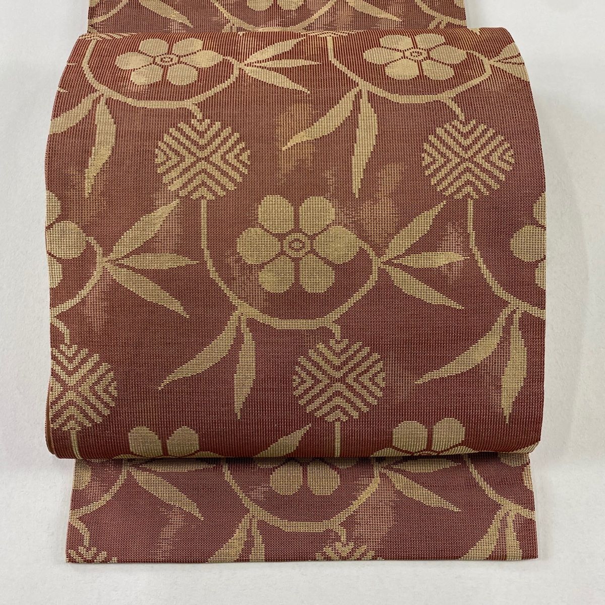 開き名古屋帯 美品 秀品 笹蔓 箔 赤茶 正絹 【中古】 - メルカリ