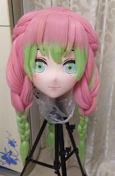 即納全頭マスク カツラ付き ロック付き コスプレ マスク 仮装 着ぐるみ 二次元 全頭マスク カツラ付き ロック付き Aタイプ フルマスク ドール ヘッド