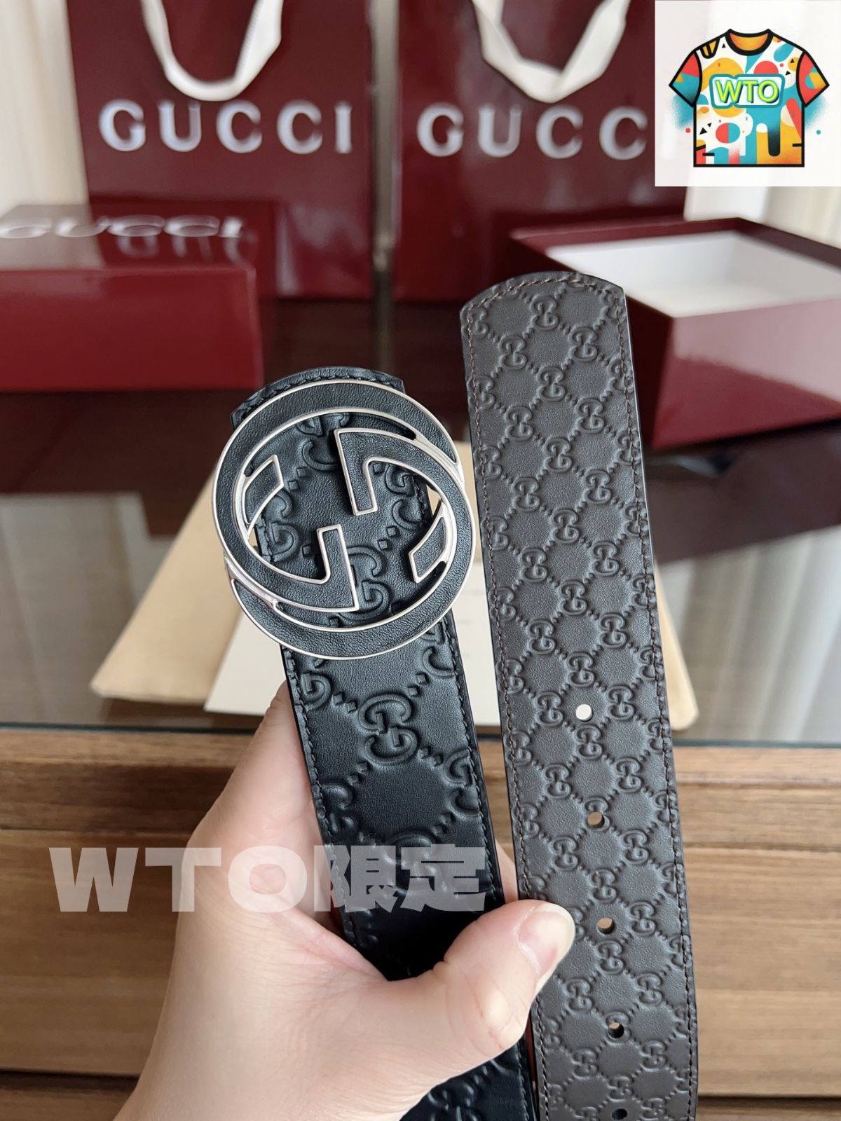 「美品」Gucci 黒 レザー ベルト ダブルGロゴ GUCCI グッチ 476342 AP0WT ベルト レディース ファッション小物
