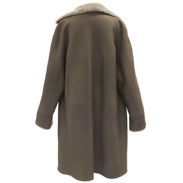 エルメス HERMES コート マルジェラ期 ムートン ラムスキン ブラウン 40 茶 グレージュ