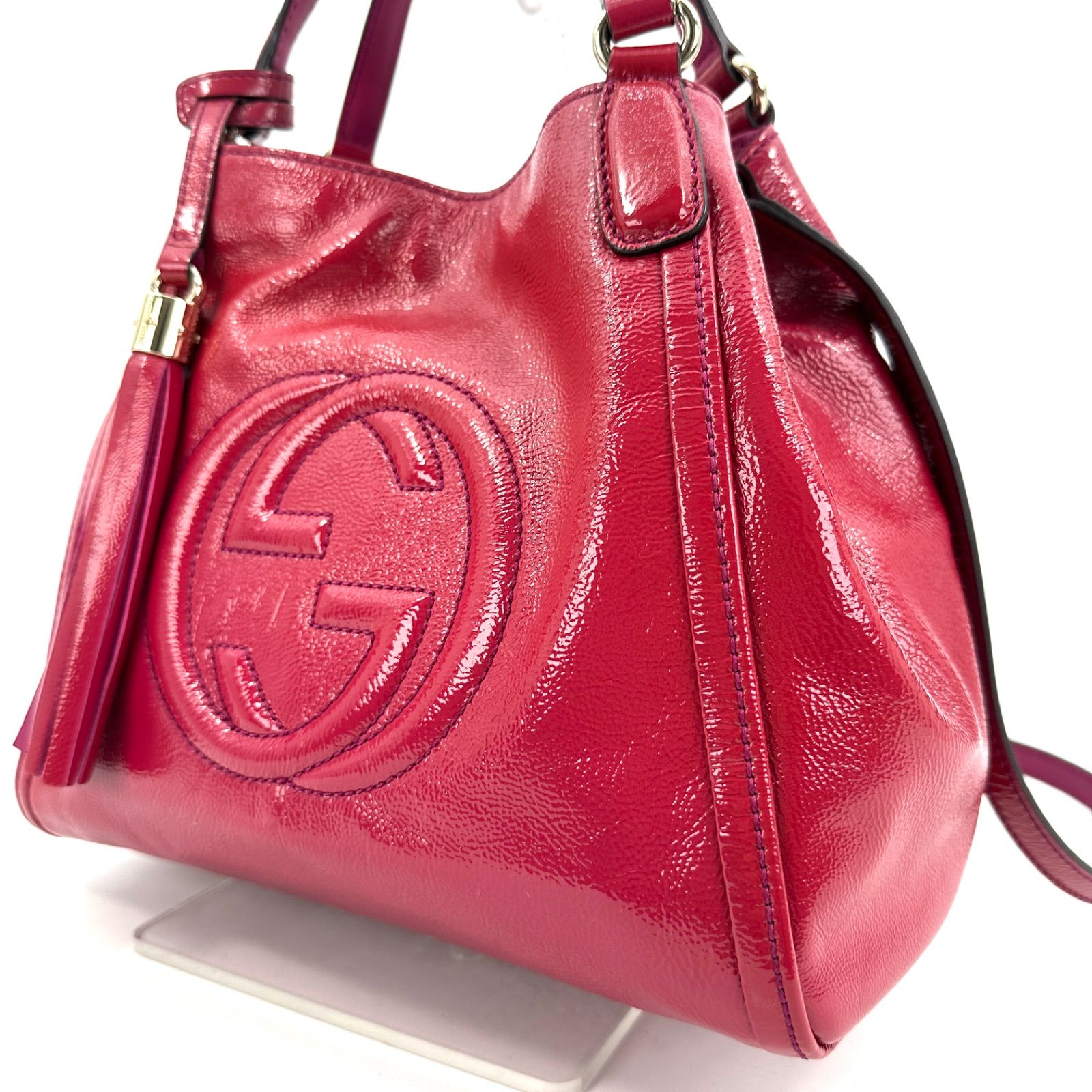 GUCCI ソーホー トートバッグ パテントレザー マゼンタピンク