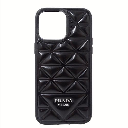 【PRADA】プラダ iPhone13 サフィアーノ スマホケース 黒 プラダ iPhoneケース サフィアーノレザー スマホケース 黒 PRADA
