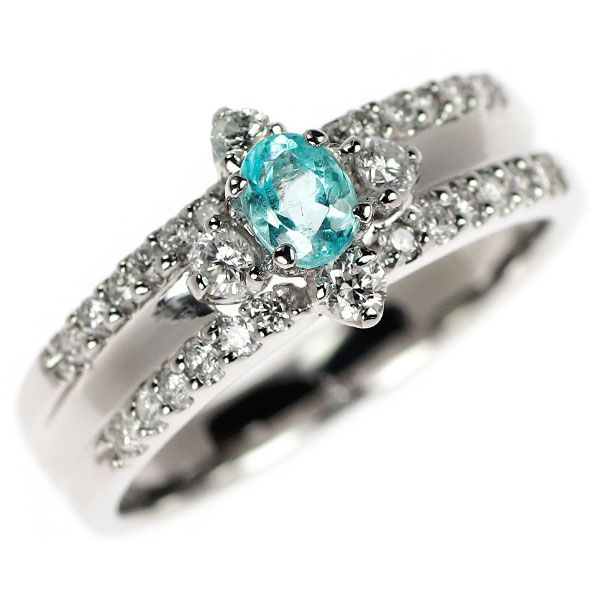 Pt900パライバトルマリン0.23ct/ダイヤモンド0.18ctリング