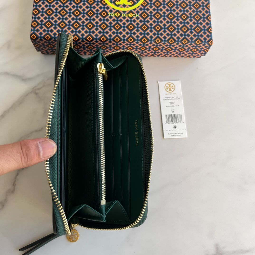 Tory Burch 長財布 コンチネンタル ジップウォレット ファスナー アウトレット品 グリーン #64314 - メルカリ