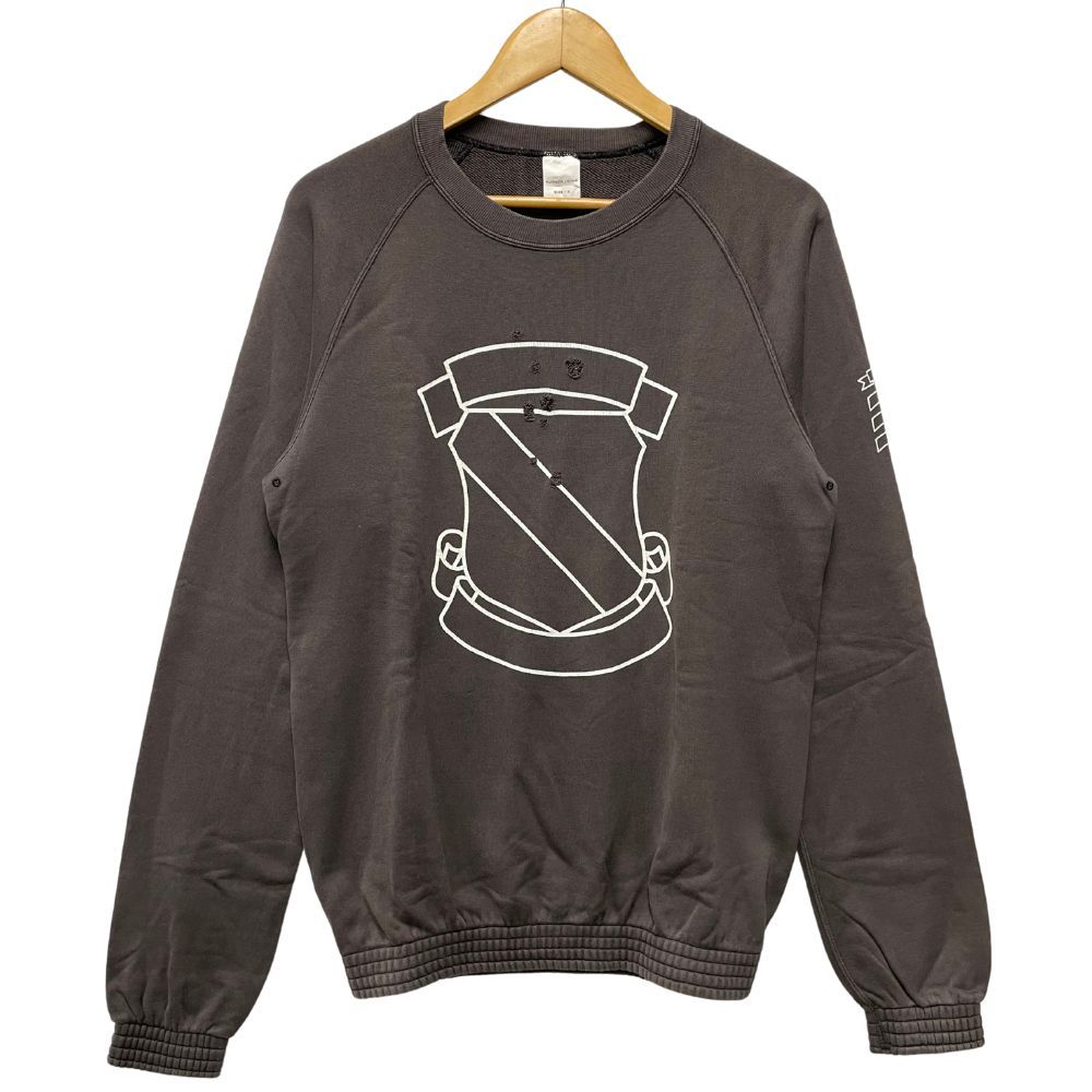 ナンバーナイン　ダメージ加工　エンブレムプリント　グレー　スウェット　1サイズ NANO ファッション ナンバーナイン ダメージ加工 エンブレム