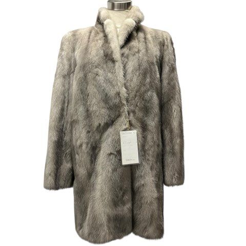 グレー 毛皮　コート サファイア　ミンク　11号 良品◇MINK サファイアミンク 本毛皮コート ライトグレー 11 毛
