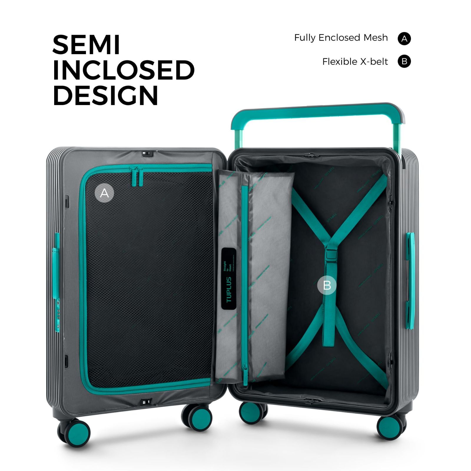 新品未使用　TUPLUS 8輪キャリー　大容量スーツケース　62L ブルー Amazon | [TUPLUS] スーツケース キャリーケース 大型 耐衝撃 キャリー