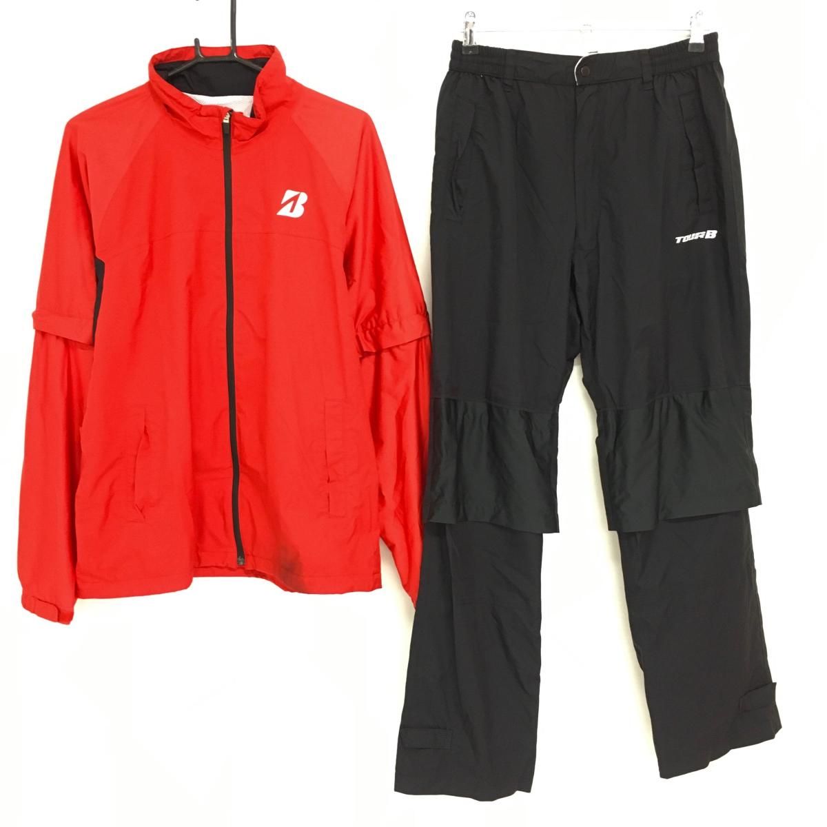 ブリヂストンゴルフ レインウェア 上下セット 2WAYジャケット×パンツレッド×黒 水神 メンズ L ゴルフウェア Bridgestone