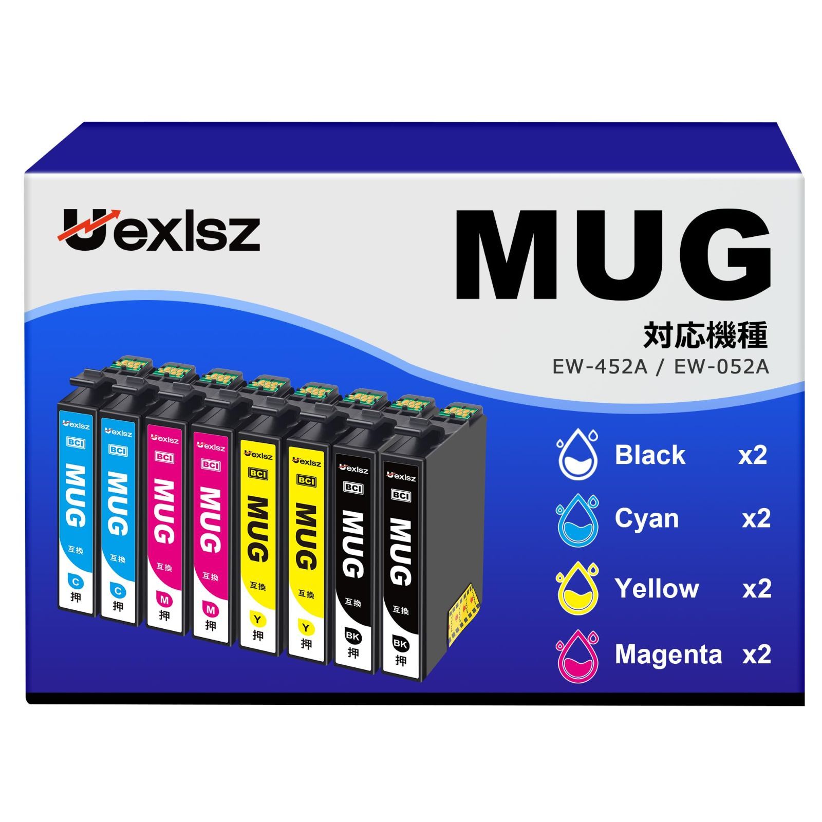 【人気商品】対応 MUG MUG BK インク インク インク インク インク 大容量 EW-052A プリンター Epson Epson 452A EW-452A *2（合計8本セット） 052A 4色 エプソン エプソン マグカップ マグカップ マグカップ