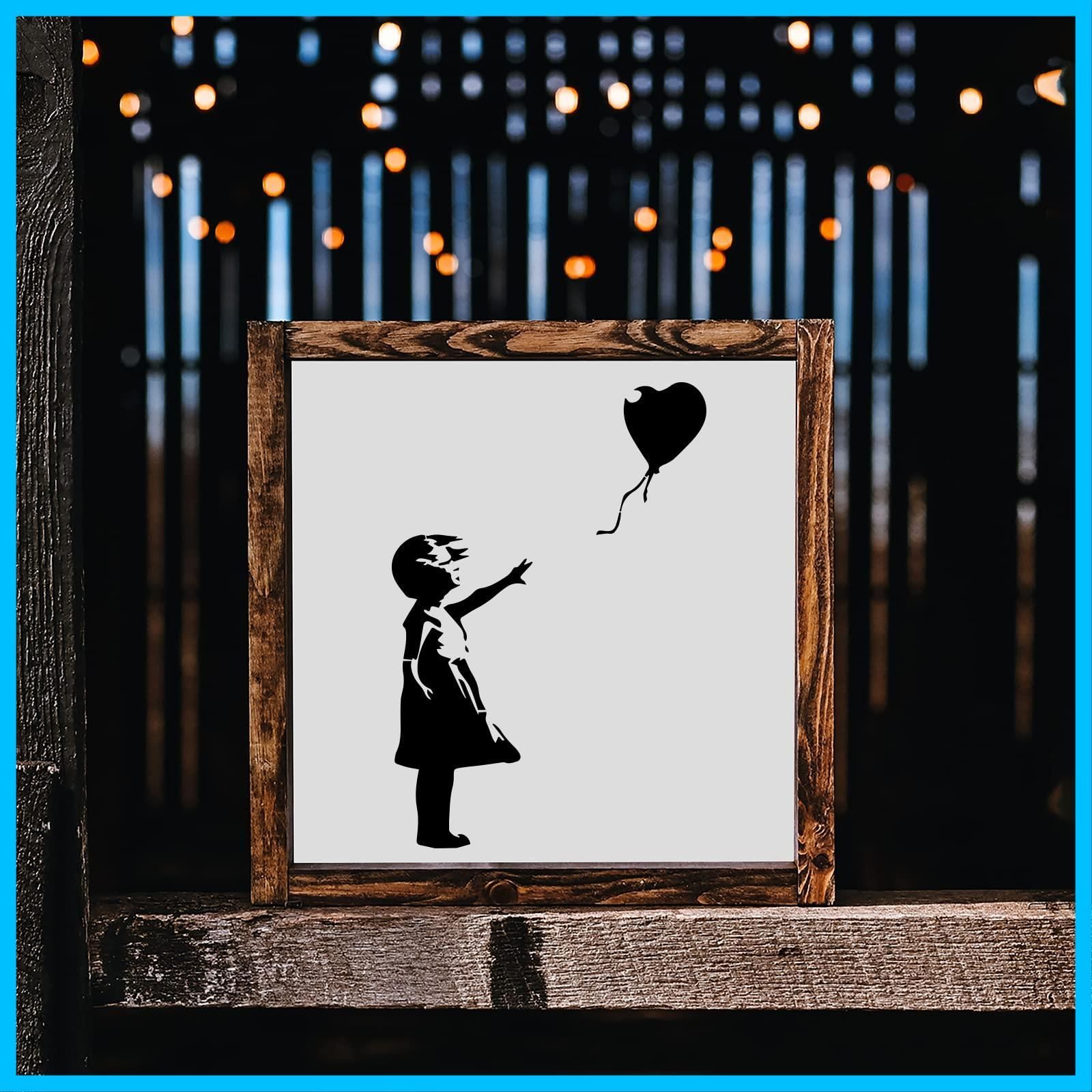 女の子とバルーンバンクシーステンシル 小