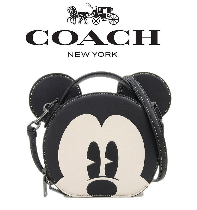 ＜コーチバッグ＞COACH/コーチバッグ ショルダーバッグ CM840 ブラック DISNEY X COACH ディズニー×コーチ ミッキーマウス  クロスボディー レディースバッグ 斜めがけバッグ アウトレット品 紙袋付属　新品未使用